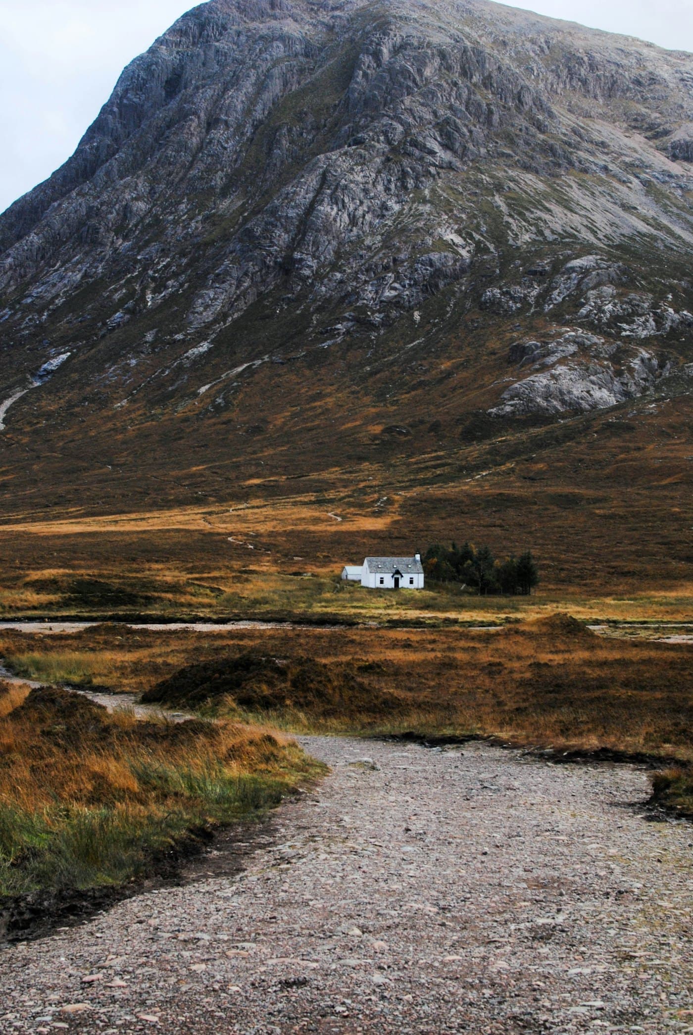 A remote Highland cottage below the mountains